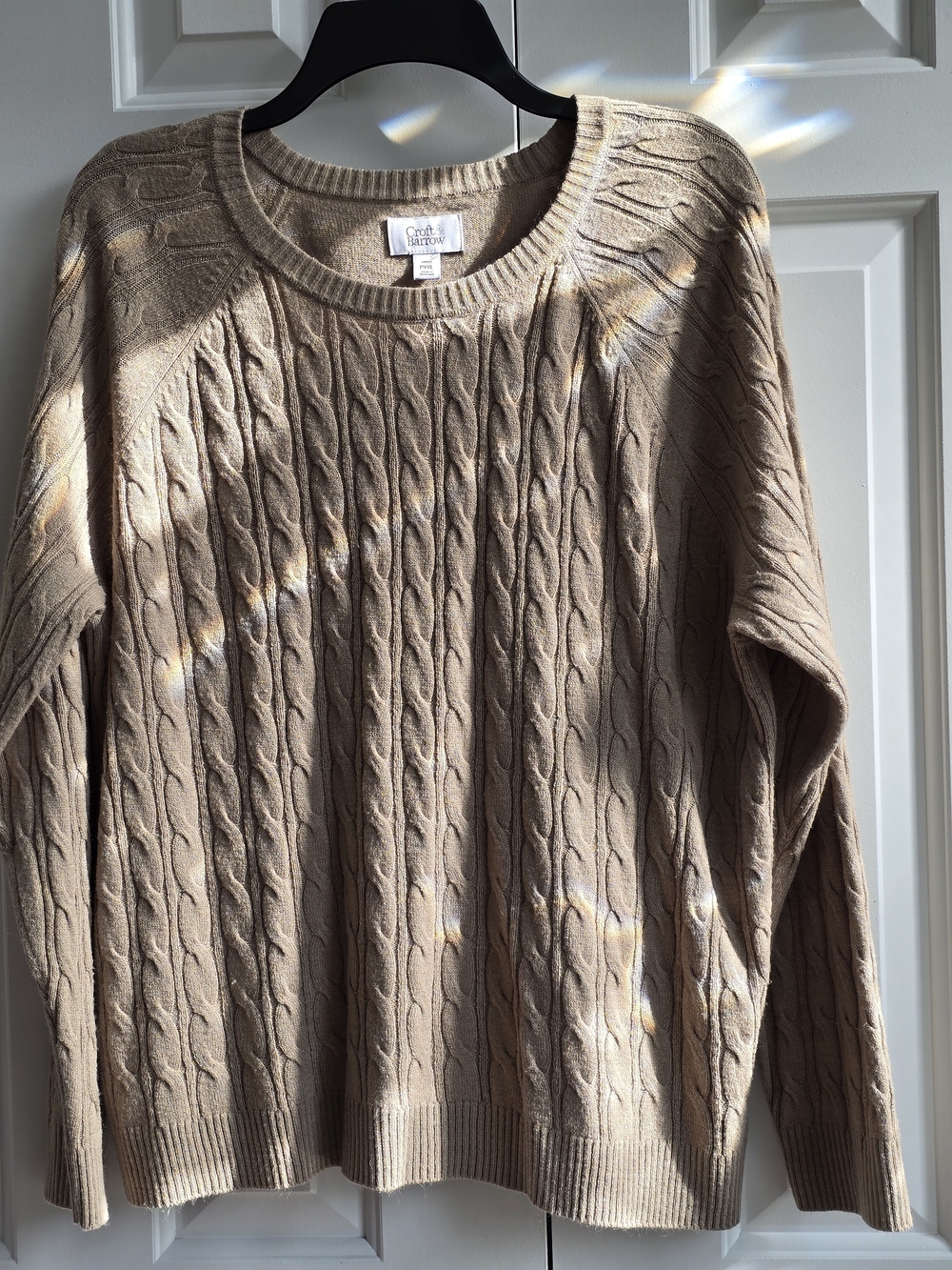 croft & barrow Tan Cable-Knit Crewneck Sweater